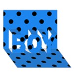 Polka Dots - Black on Dodger Blue BOY 3D Greeting Card (7x5)