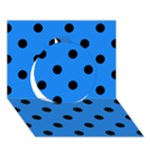 Polka Dots - Black on Dodger Blue Circle 3D Greeting Card (7x5)