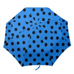 Polka Dots - Black on Dodger Blue Folding Umbrella