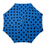 Polka Dots - Black on Dodger Blue Golf Umbrella