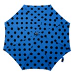 Polka Dots - Black on Dodger Blue Hook Handle Umbrella (Large)