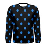 Polka Dots - Dodger Blue on Black Men s Long Sleeve T-shirt