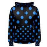 Polka Dots - Dodger Blue on Black Women s Pullover Hoodie