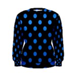 Polka Dots - Dodger Blue on Black Women s Sweatshirt