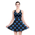 Polka Dots - Dodger Blue on Black Reversible Skater Dress