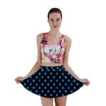 Polka Dots - Dodger Blue on Black Mini Skirt