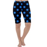 Polka Dots - Dodger Blue on Black Cropped Leggings