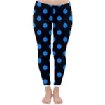 Polka Dots - Dodger Blue on Black Winter Leggings