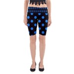 Polka Dots - Dodger Blue on Black Yoga Cropped Leggings