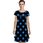 Polka Dots - Dodger Blue on Black Cap Sleeve Nightdress