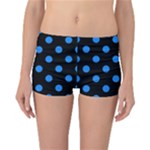 Polka Dots - Dodger Blue on Black Reversible Boyleg Bikini Bottoms