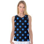 Polka Dots - Dodger Blue on Black Women s Basketball Tank Top