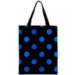 Polka Dots - Dodger Blue on Black Zipper Classic Tote Bag