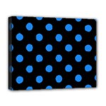 Polka Dots - Dodger Blue on Black Deluxe Canvas 20  x 16  (Stretched)