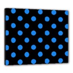 Polka Dots - Dodger Blue on Black Canvas 24  x 20  (Stretched)
