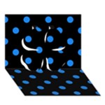 Polka Dots - Dodger Blue on Black Clover 3D Greeting Card (7x5)
