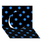 Polka Dots - Dodger Blue on Black Circle 3D Greeting Card (7x5)