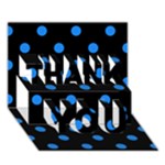 Polka Dots - Dodger Blue on Black THANK YOU 3D Greeting Card (7x5)