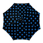Polka Dots - Dodger Blue on Black Golf Umbrella