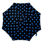 Polka Dots - Dodger Blue on Black Hook Handle Umbrella (Medium)