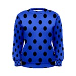 Polka Dots - Black on Royal Blue Women s Sweatshirt