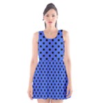 Polka Dots - Black on Royal Blue Scoop Neck Skater Dress