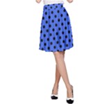 Polka Dots - Black on Royal Blue A-Line Skirt