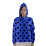 Polka Dots - Black on Royal Blue Hooded Wind Breaker (Women)