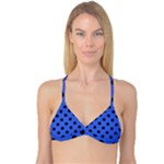 Polka Dots - Black on Royal Blue Reversible Tri Bikini Top