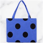 Polka Dots - Black on Royal Blue Mini Tote Bag
