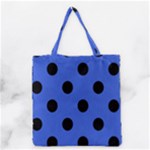 Polka Dots - Black on Royal Blue Grocery Tote Bag