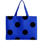 Polka Dots - Black on Royal Blue Zipper Mini Tote Bag