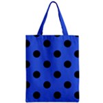 Polka Dots - Black on Royal Blue Zipper Classic Tote Bag