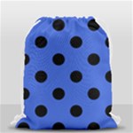 Polka Dots - Black on Royal Blue Drawstring Bag (Small)