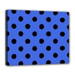 Polka Dots - Black on Royal Blue Deluxe Canvas 24  x 20  (Stretched)