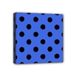 Polka Dots - Black on Royal Blue Mini Canvas 4  x 4  (Stretched)