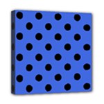 Polka Dots - Black on Royal Blue Mini Canvas 8  x 8  (Stretched)
