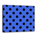 Polka Dots - Black on Royal Blue Canvas 20  x 16  (Stretched)