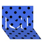 Polka Dots - Black on Royal Blue I Love You 3D Greeting Card (7x5)
