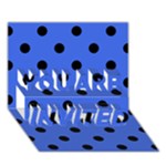 Polka Dots - Black on Royal Blue YOU ARE INVITED 3D Greeting Card (7x5)