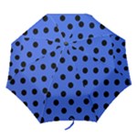 Polka Dots - Black on Royal Blue Folding Umbrella