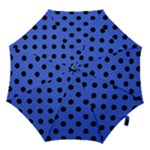 Polka Dots - Black on Royal Blue Hook Handle Umbrella (Medium)