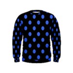 Polka Dots - Royal Blue on Black Kid s Sweatshirt