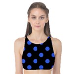 Polka Dots - Royal Blue on Black Tank Bikini Top