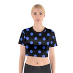 Polka Dots - Royal Blue on Black Cotton Crop Top