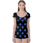Polka Dots - Royal Blue on Black Boyleg Leotard (Ladies)