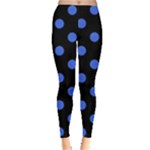 Polka Dots - Royal Blue on Black Women s Leggings