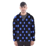 Polka Dots - Royal Blue on Black Hooded Wind Breaker (Men)