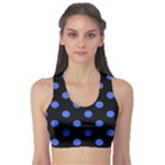Polka Dots - Royal Blue on Black Women s Sports Bra
