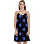 Polka Dots - Royal Blue on Black Women s Reversible Sports Bra with Border